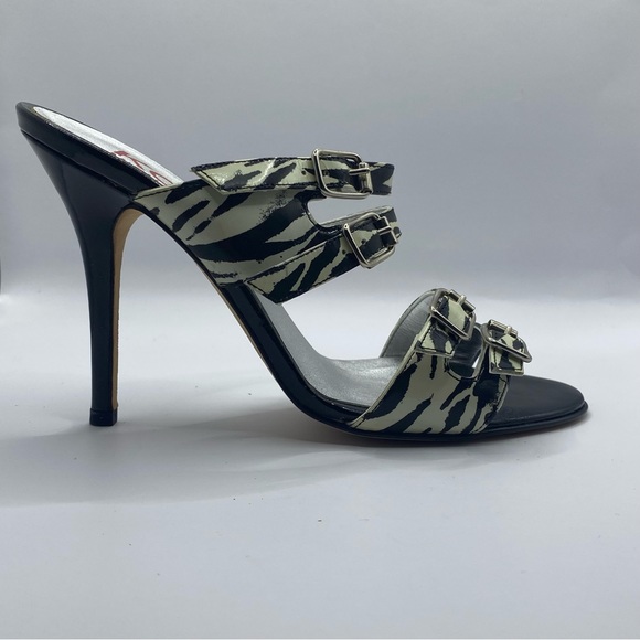 NIB KORS Michael Kors League Zebra Print Patent Leather Sandal Size 6.5 - Picture 3 of 6